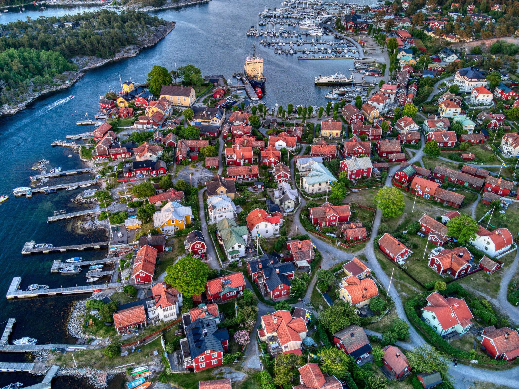 Aerial View of Sandhamn in Stockholm Archipelago